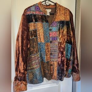 Coldwater Creek Patchwork Velvet Jacket Sz 2X